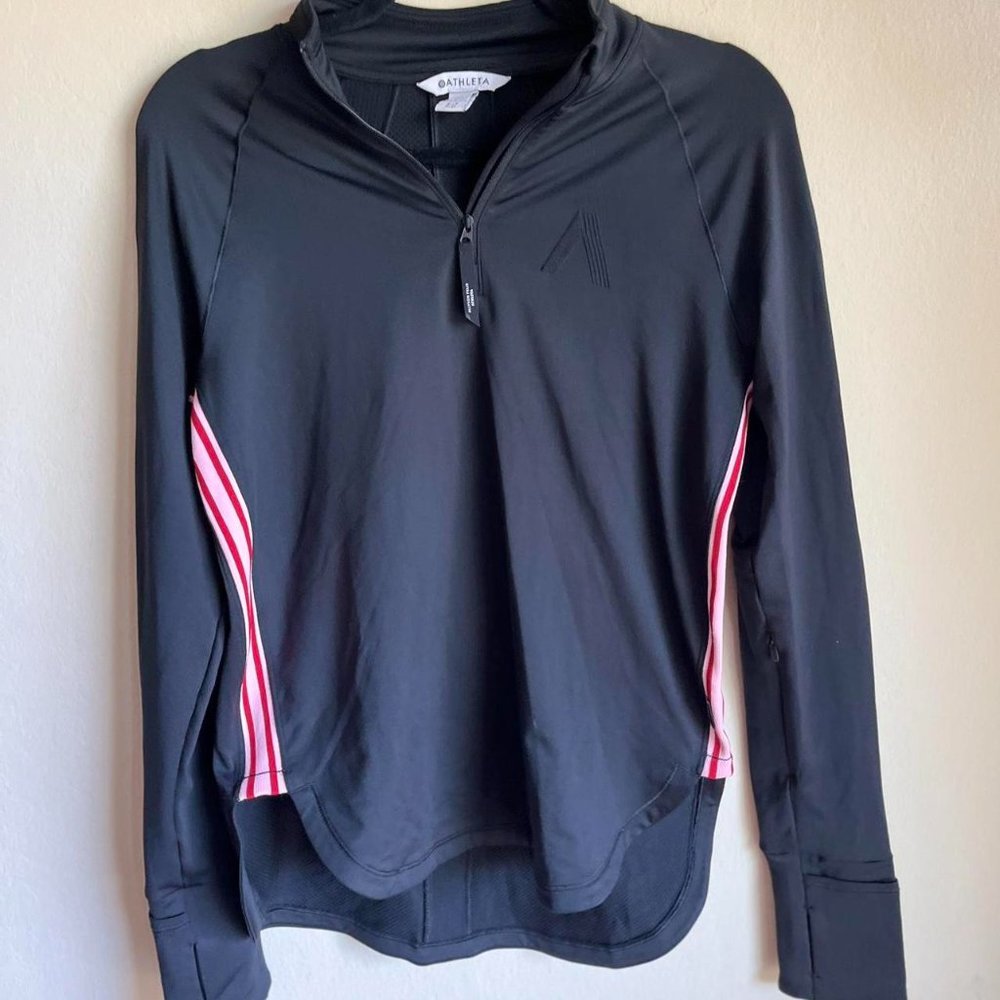 Athleta Black Pullover Size Small with pink‎ stripes